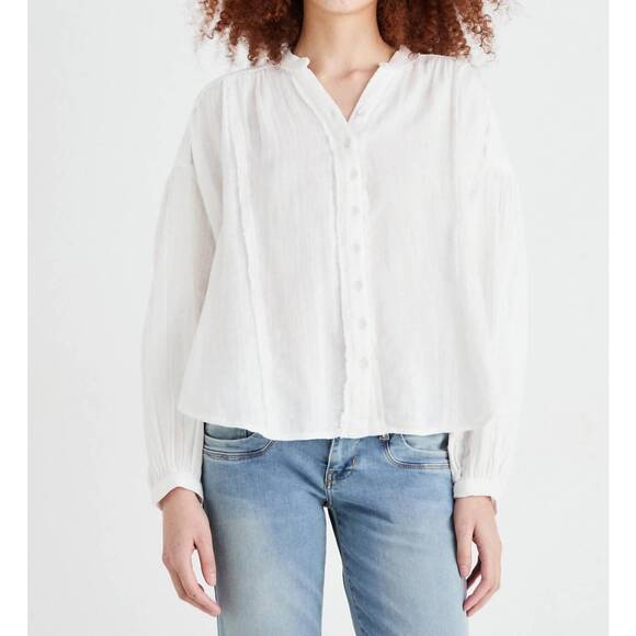 NEW FREE PEOPLE valley double cloth shirt in clean ivory
